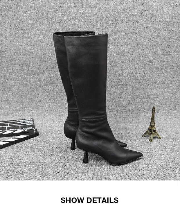 2021秋冬新款歐美版 黑，白色真皮側拉鏈長靴boots